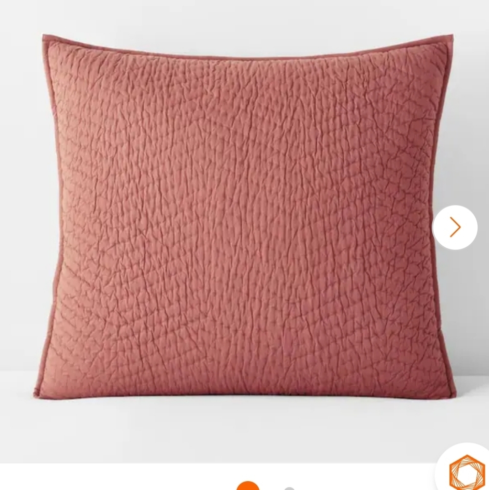 The Company Store Set of 2 Cotton Voile Euro Quilted Shams in Light Red Brick Co